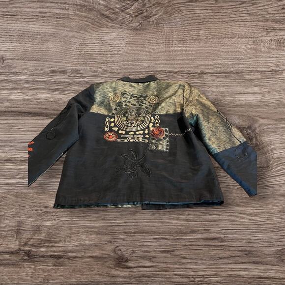 Vintage Chico’s Women's Silk Asian Embroidered Button Front Jacket Plus Size - Picture 2 of 7